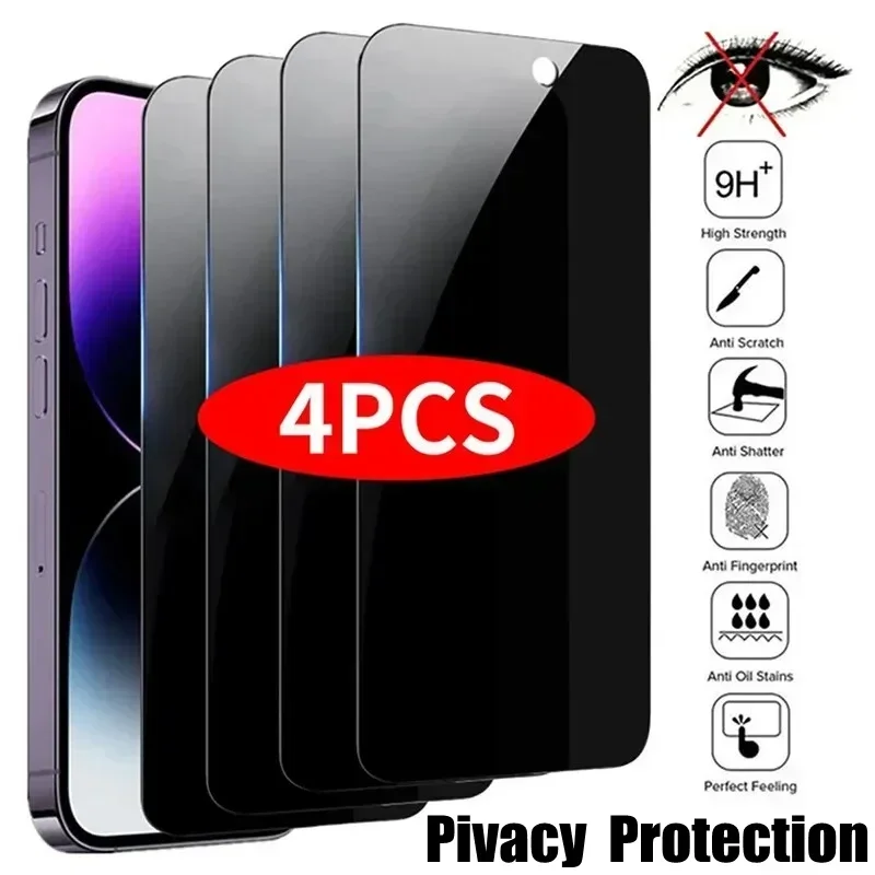 4 sztuki Pełna osłona chroniąca ekran dla iPhone 11 12 13 14 15 16 Pro Max Szkło antyszpiegowskie dla iPhone 14 15 16 Plus Szkło