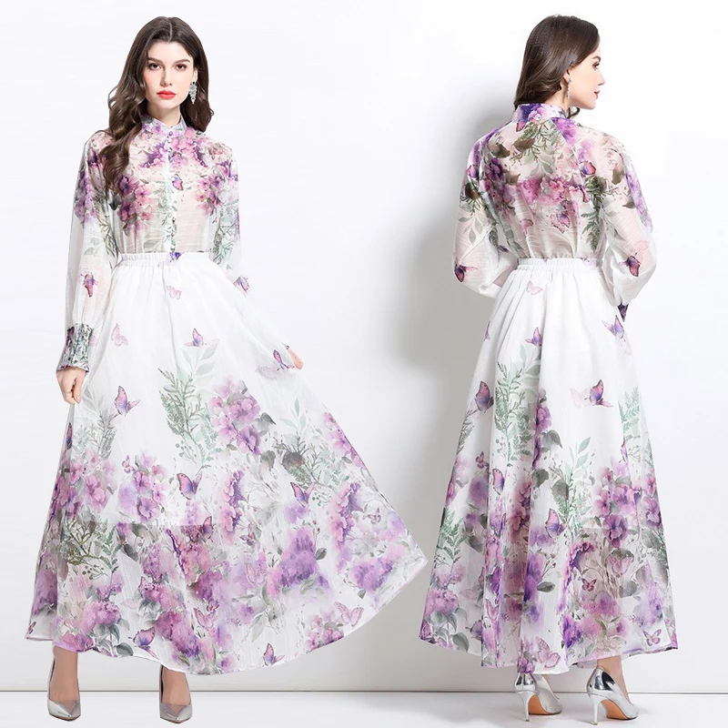 

Large Size Floral Print Two-Piece Set Celebri Inspired Candy Colors Briti Sle Women's Faion Summer Outfit Photoaphy...