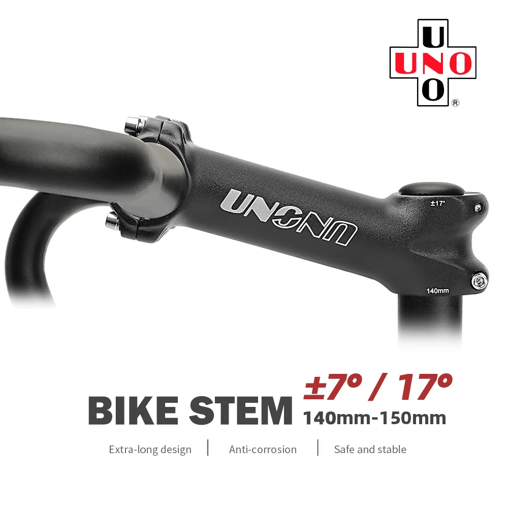UNO Long Stem Mtb Power 140/150mm Bicycle Fork Stem Extension 7/17 Degree Handlebar Stem Riser Road Power Downstem For Bicycl