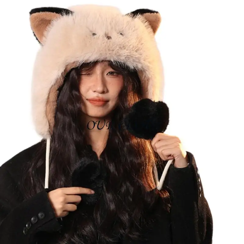 

Шапки с ушками животных для взрослых и детей, плюшевая шапка с утолщенной подкладкой для катания на лыжах, женская и мужская для