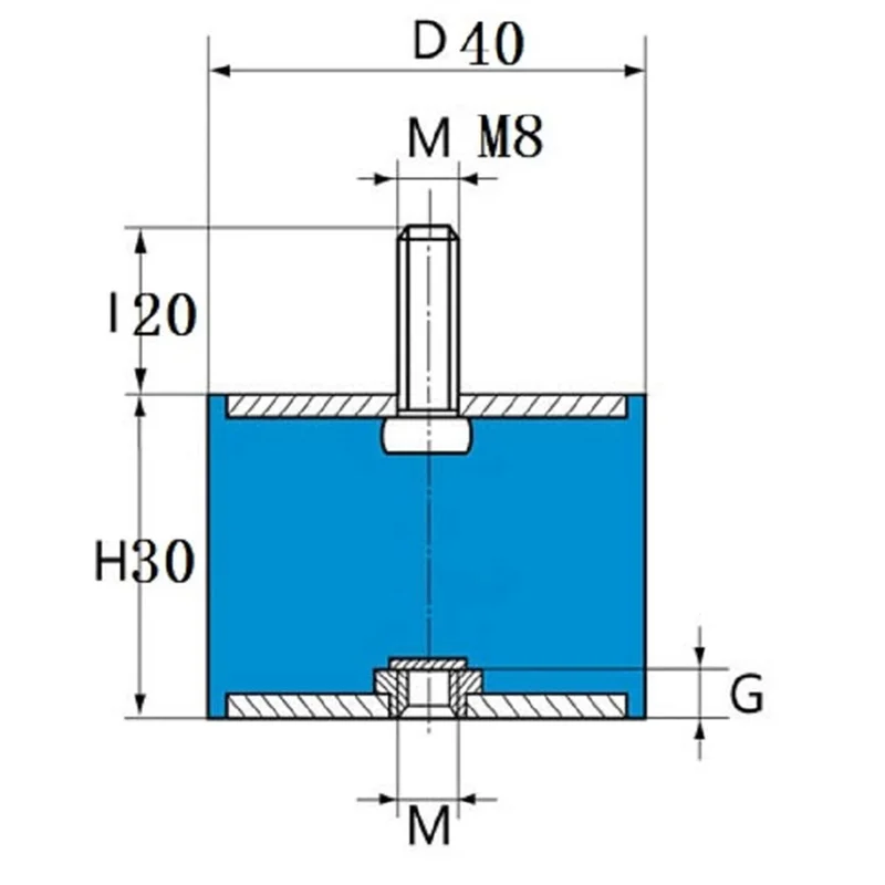 

A18R -4 Pcs M8 Thread With Studs 40Mm X 30Mm Cylindrical Shock Absorber Rubber Mounts, Vibration Isolators Steering Damper Easy
