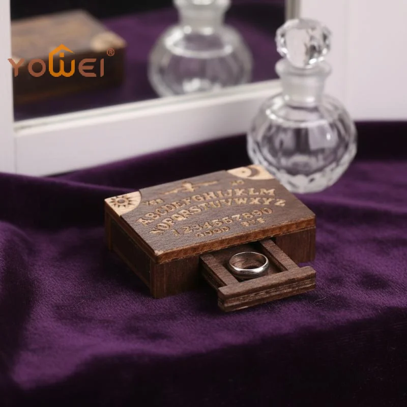 Latest Retro Mini Wooden Ouija Board With Drawer Miniature Spirit Board Micro Landscape Scene Ornament Home Desktop Decoration