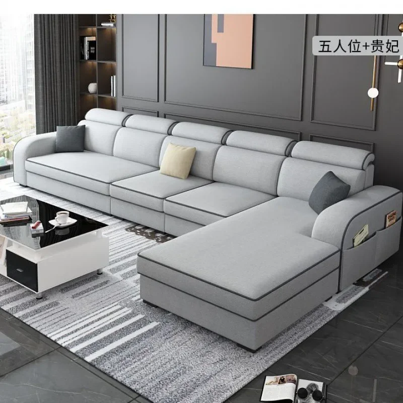 أريكة قماش جديدة، تكنولوجيا، شقة بسيطة وكبيرة وصغيرة، قابلة للطي على شكل حرف L، مجموعة غرفة المعيشة، فن القماش #3