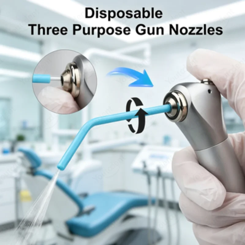 250Pcs Disposable Dental 3 Way Air Water Syringe Tips Colorful Triple Syringe Nozzles for Dental Chair Unit