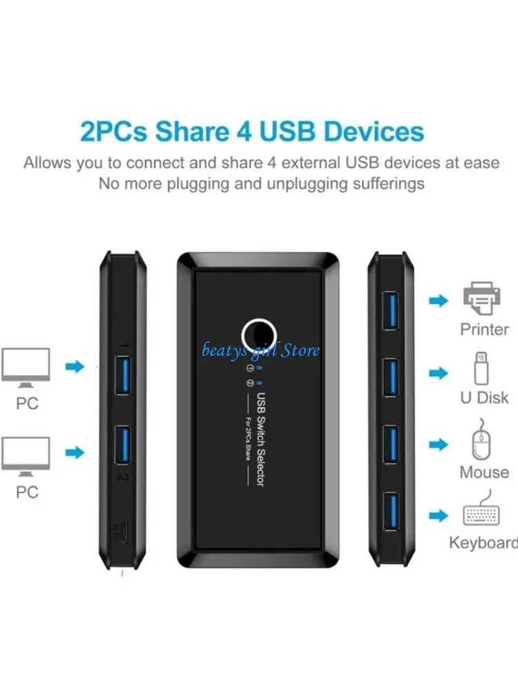 

C7AB Переключатель USB Переключатель USB 4 ПК Совместное использование портов 4 шт. Устройства для клавиатуры, мыши,