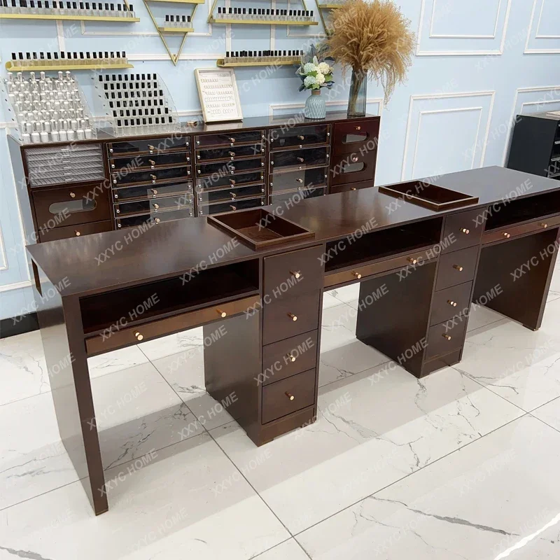 Walnut solid wood manicure table  retro manicure table single double vacuum cleaner manicure table economical