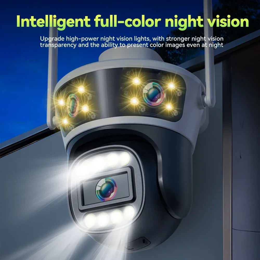 Security Protection 6K 12MP WiFi Surveillance Camera Outdoor Three Screen Wireless Surveillance Ai Track External IP Cam Yoosee