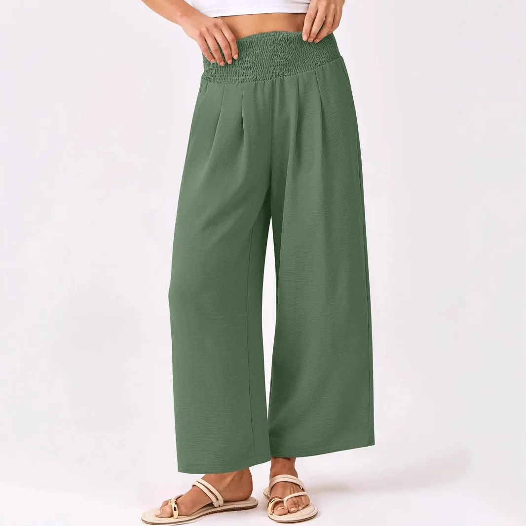 

Весенне-осенние однотонные женские брюки с девятью точками, прямые повседневные брюки с высокой талией, популярные модели