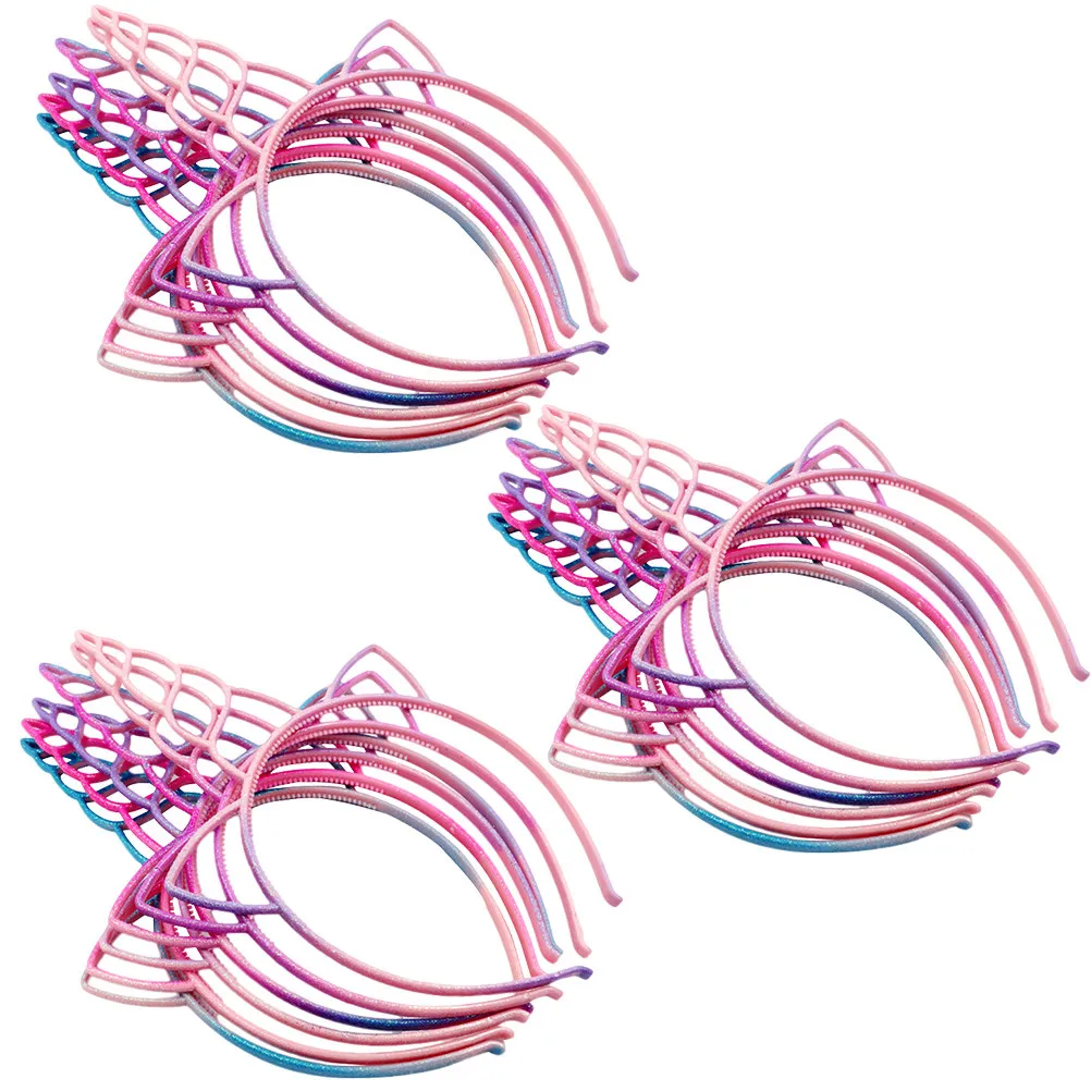 

18Pcs Loose Powder Hair Hoop Unicorn Design Gradient Color Kids Funny Headwear Girl Child Headdress Birthday Party Cosplay