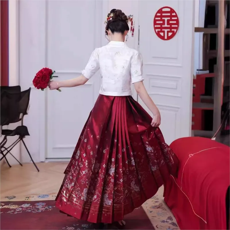 نمط جديد من الأعلى والقميص على الطراز الصيني لنبيذ Guojing باللون الأحمر #4