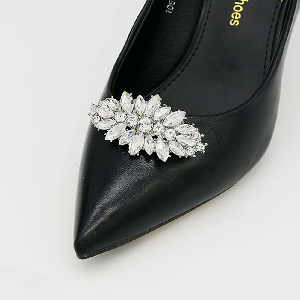 

2pcs Creative Alloy Shoes Clips Rhinestone Diy Shoe Buckle Decor For Women White Flat Sandals Boots High Heels Daily Wedding Use