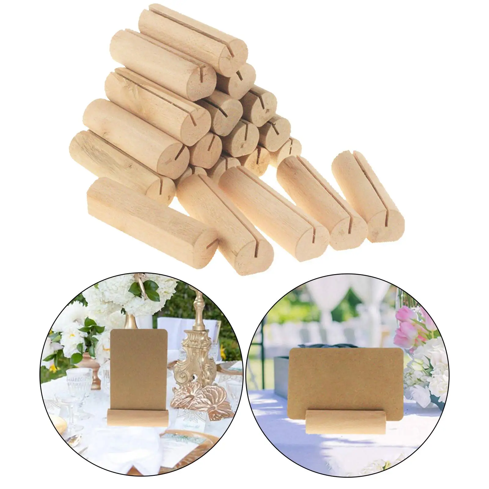 20Pcs Rustic Wood Holders Photo Clip Number Name Sign for Wedding Engagement Home Birthday Party Desktop
