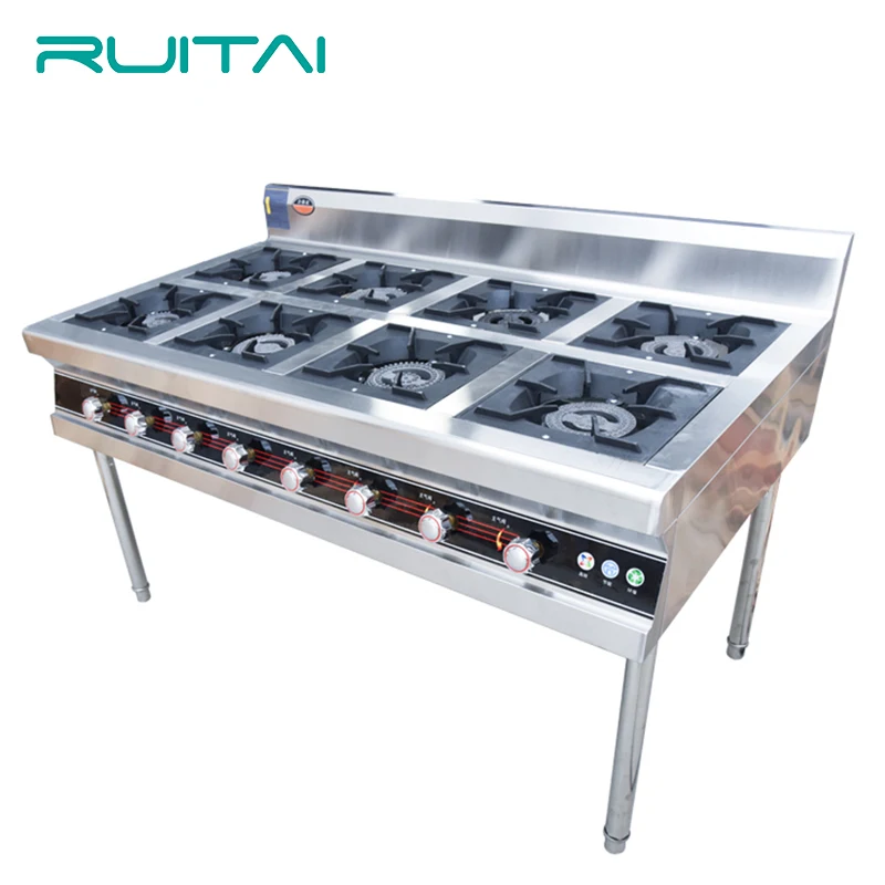 Hotel Restaurant Industrial Kitchen 201 Stainless Steel Gas Stove Commercial Gas Stove 8 Burner