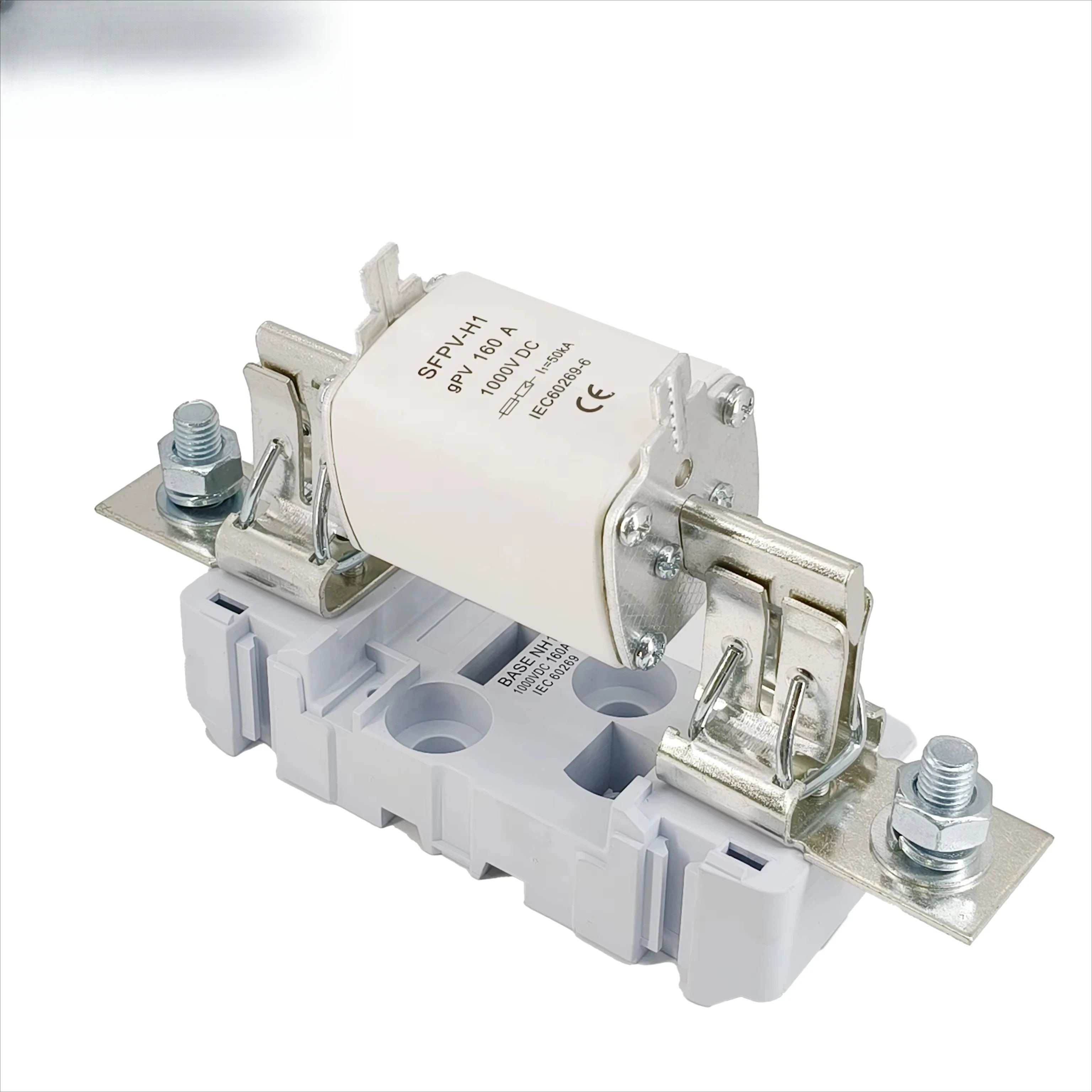 

Insertable DC Fuse Holder 160A/1000V 50kA High-Breaking Capacity Ceramic Plastic DIN-Rail Mount IEC Certified Low Voltage