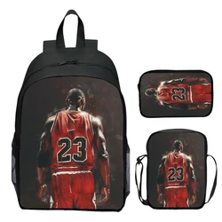 Bolso escolar para niños, bolsa de lápices y hombro, estrella de baloncesto favorita