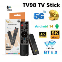 TV98 ATV X9 Smart TV Stick Android 14 Allwinner H313 4G 5G Dual Wifi Support OTA 8K Player BT5.0 2GB 16GB Voice remote 4K stick