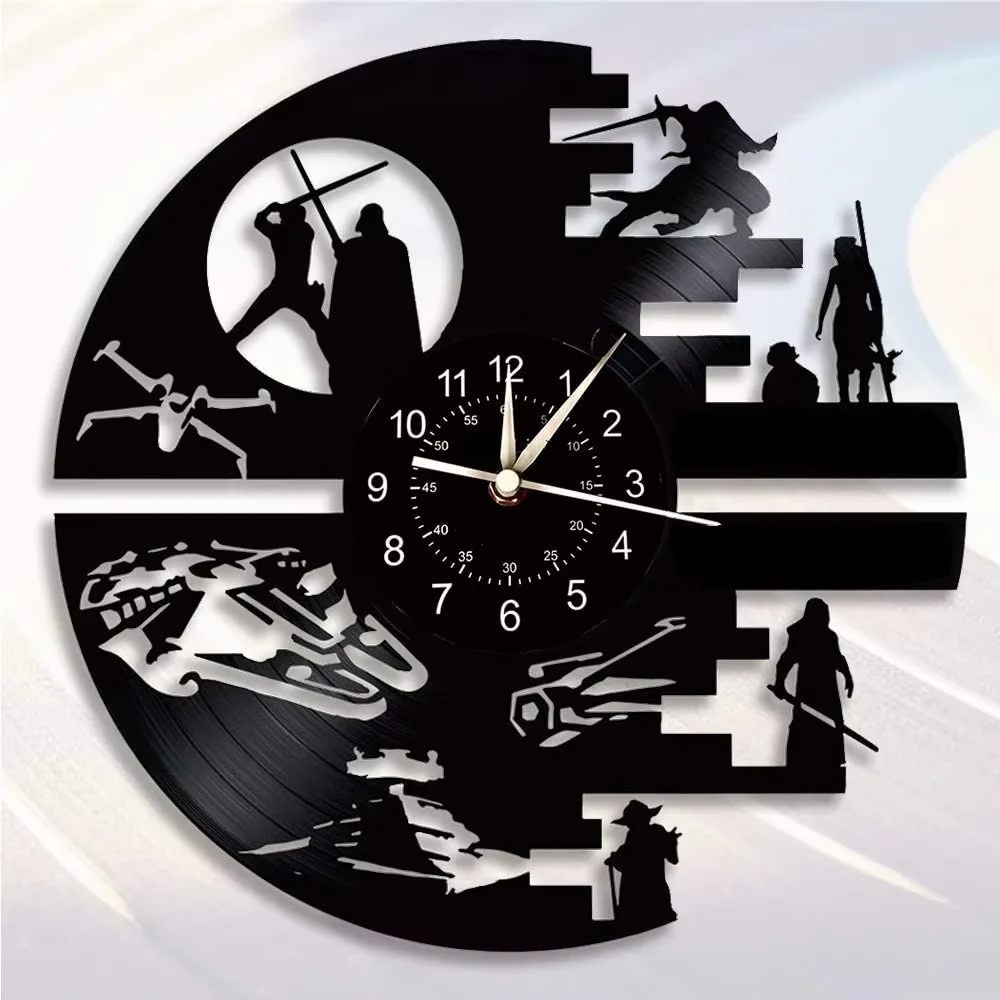 Science Fiction Movie Theme Clock Vinyl Record Wall Clock Home Decoration Children's Room 7 Color Nightlight Wall Clock Boy Gift