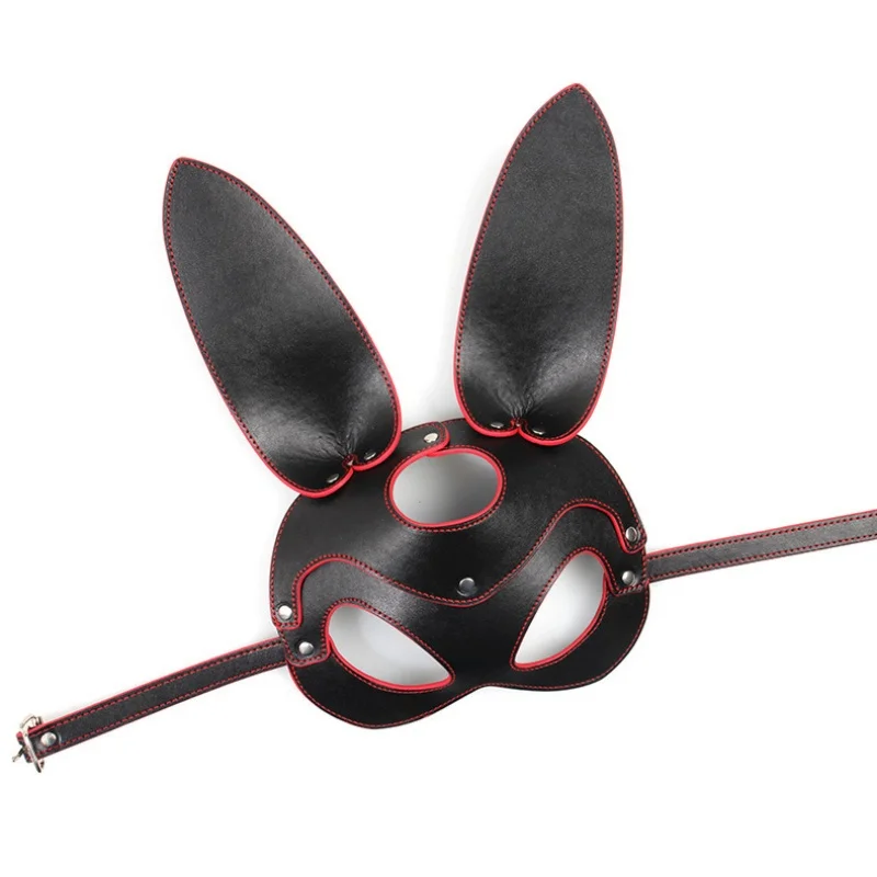 Maschera di coniglio sexy Accessori esotici Maschera di animali fetish in pelle per donne Gay Cosplay Flirtare Costumi di Halloween Festa in discoteca