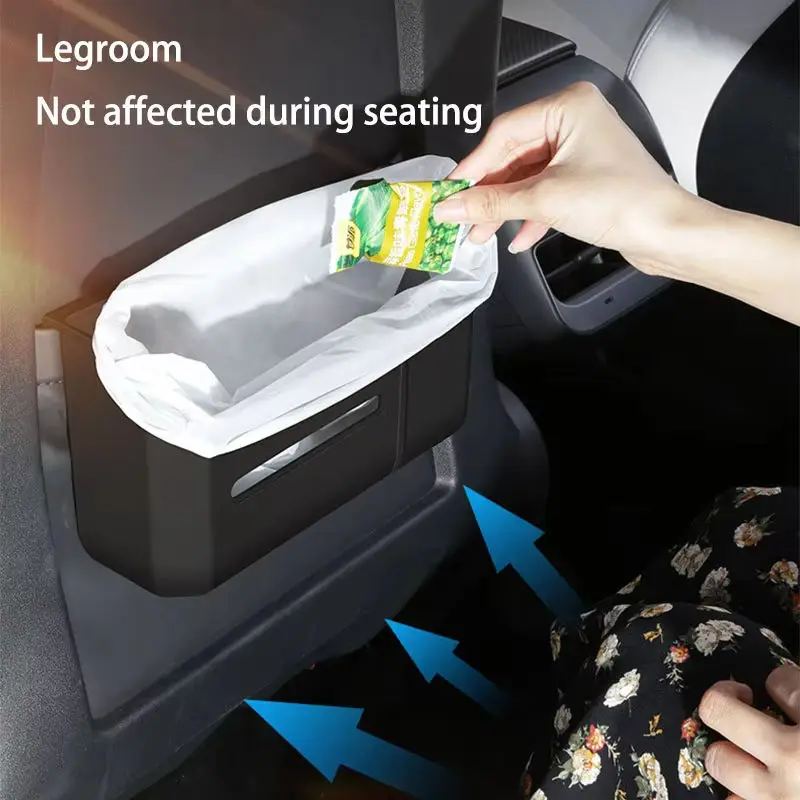 Scatola di immagazzinaggio in TPE per Tesla Model 3 Model Y 2021-2025 Scatola di immagazzinaggio per sedile posteriore Scatola di fazzoletti Pattumiera Accessori multifunzionali