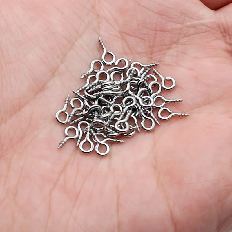 Aiovlo 100 teile/los Edelstahl Schraube Auge Pins für Anhänger Eisen Schraube Auge Haken Verschlüsse Fit Gebohrte Perlen Diy Schmuck Machen