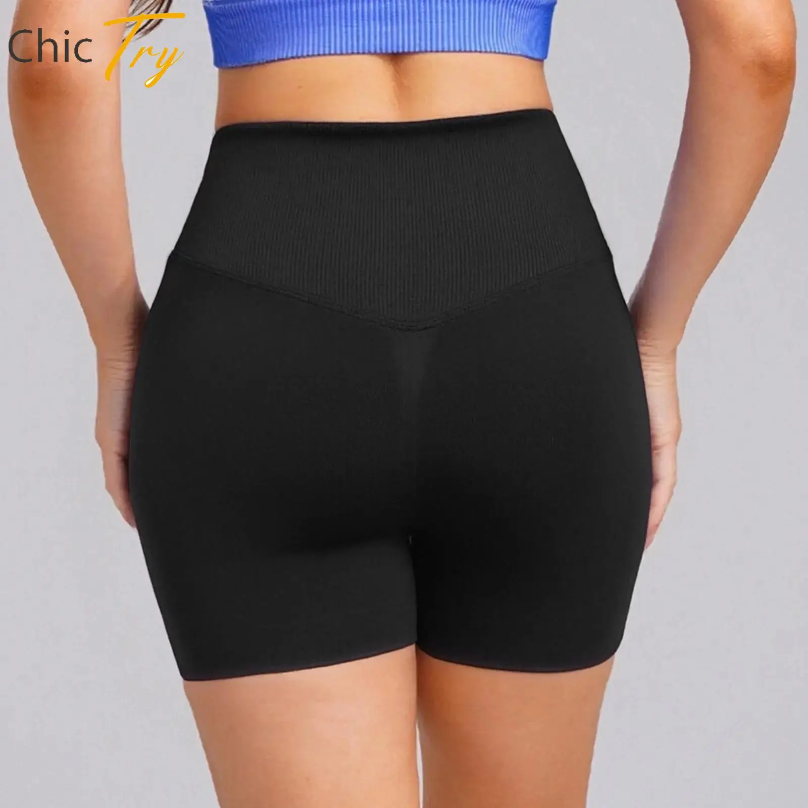 

Women's Sports Shorts Cross V-Waist Yoga Shorts Ruched Back Athletic Seamless Shorts Gym Fitness Workout Running Sportswear