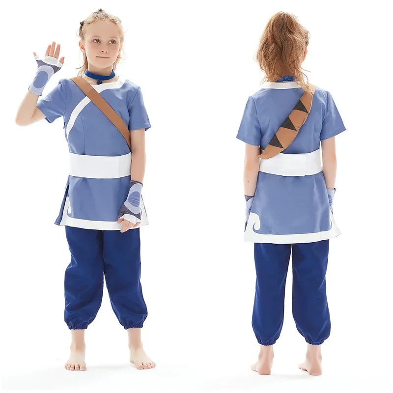 Airbender Cosplay Costume para meninos e meninas, Katara Aang, Desenhos animados, Dia das Bruxas, Carnaval, Disfarce, Terno infantil, Presentes infantis