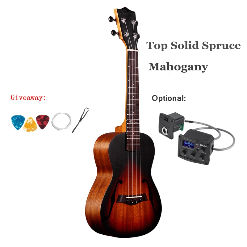 

Ukulele Mahogany 23 Inch Concert F Sound Hole Sunburst Electric Acoustic Guitar 4 Strings Ukelele Guitarra Uke