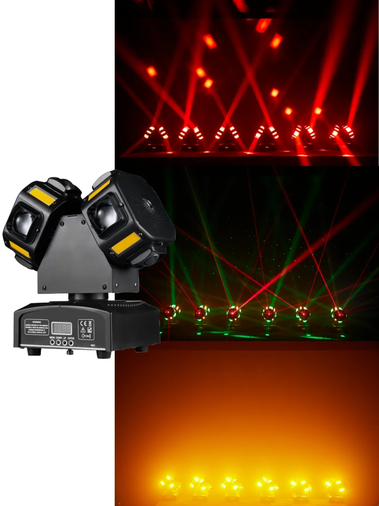 2x LED bewegende Dual 3-in-1 mobiele koplampen 8x12W RGBW Strobe Goud Rood Groen Ster DJ lichteffect CLUB Disco Stage Verlichting - afbeelding 2