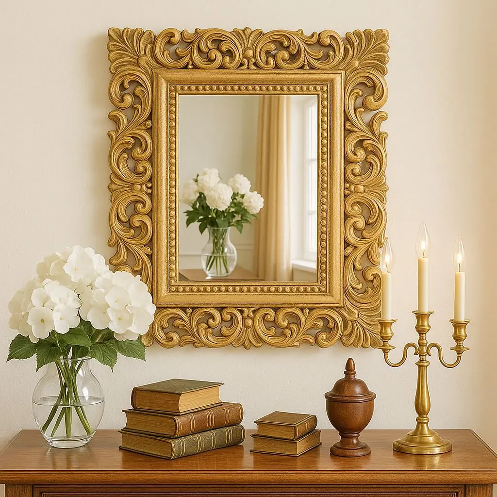 

Classical French hand-carved mirror European wall-mounted atmospheric interior decoration dresser mirror