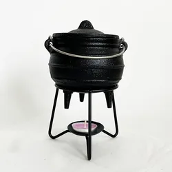 Medium 1/8# Cast Iron Cauldron With Metal Holder -South Africa Potjie Witch Pot 4.3'' 320ml