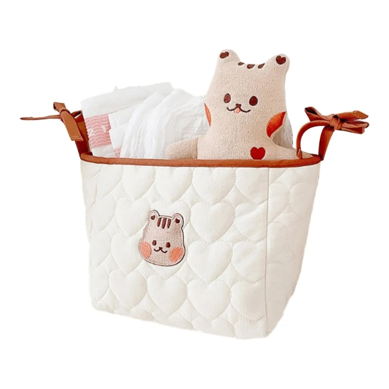 Embroidered Animal Storage Basket for Babies Portable Baby Stroller Hanging Diaper Sorting Bag Organiser Case