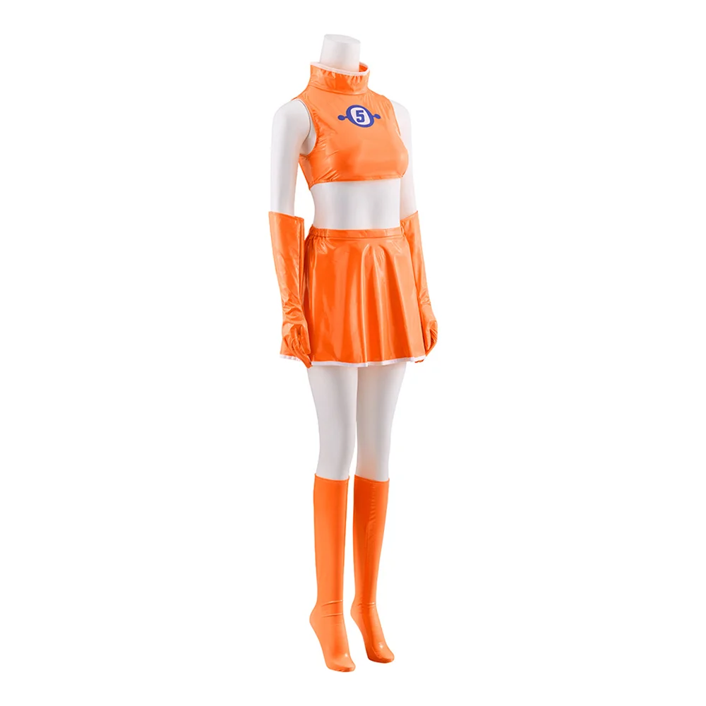 قناة الفضاء 5-Ulalas تأثيري حلي مثير المرأة البرتقالية أعلى تنورة موحدة هالوين كرنفال حزب الزي #3