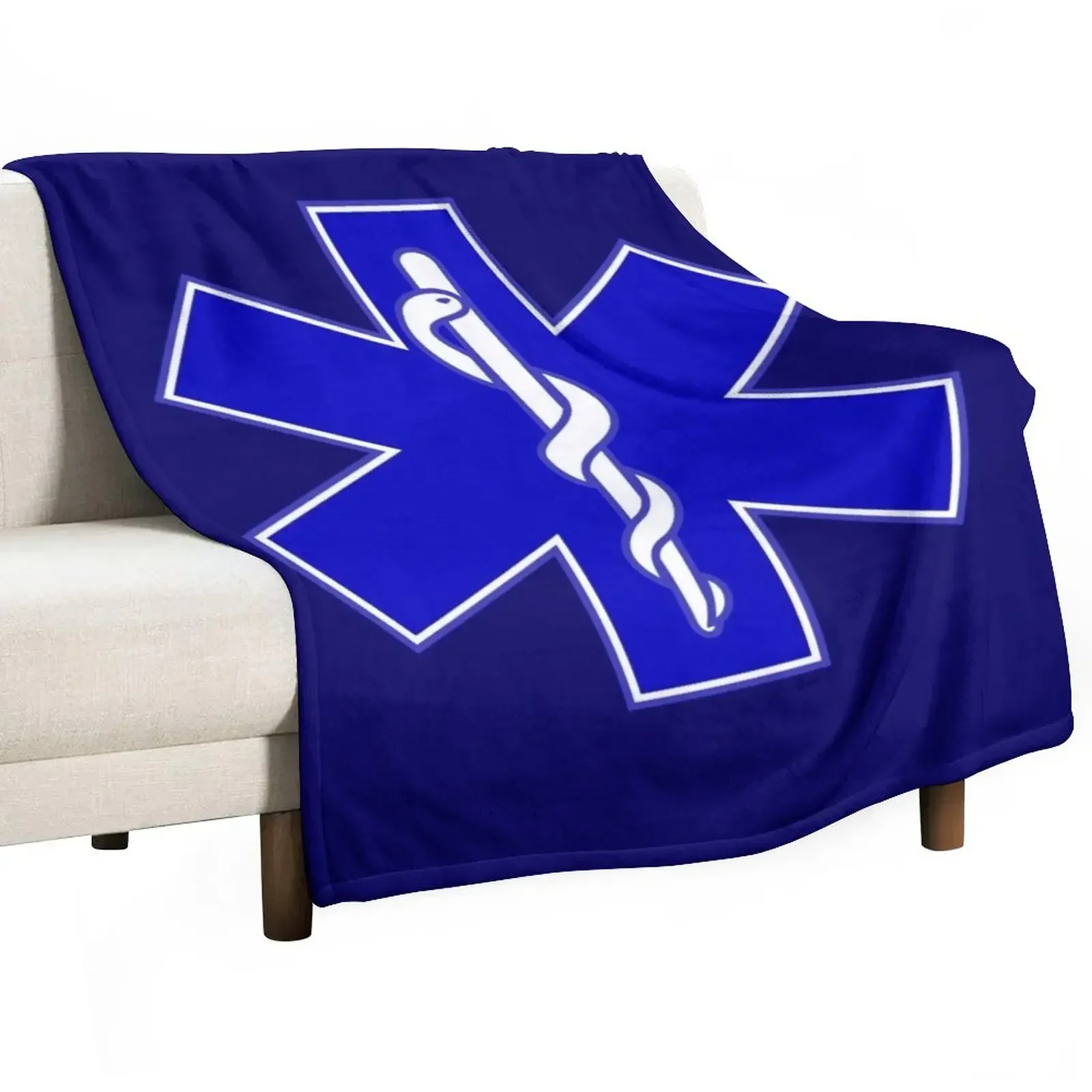 

STAR OF LIFE EMT EMS (BLUE) Throw Blanket Multi-Purpose Large Blankets