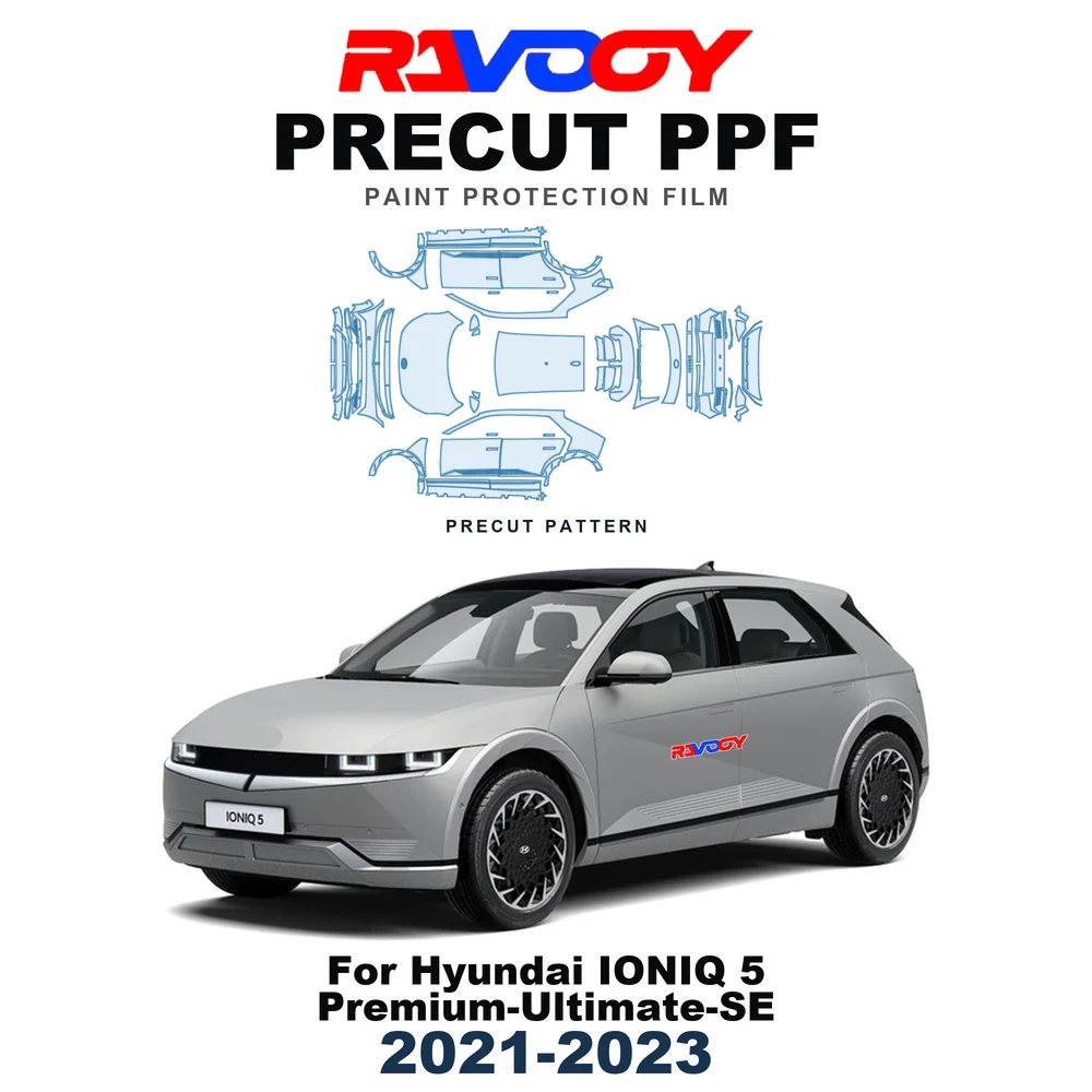 Precut PPF For Hyundai IONIQ 5 Premium-Ultimate-SE 2021-2023 8.5mil TPU Paint Protection Film Hood Bonnet Bumper Headlight Roof