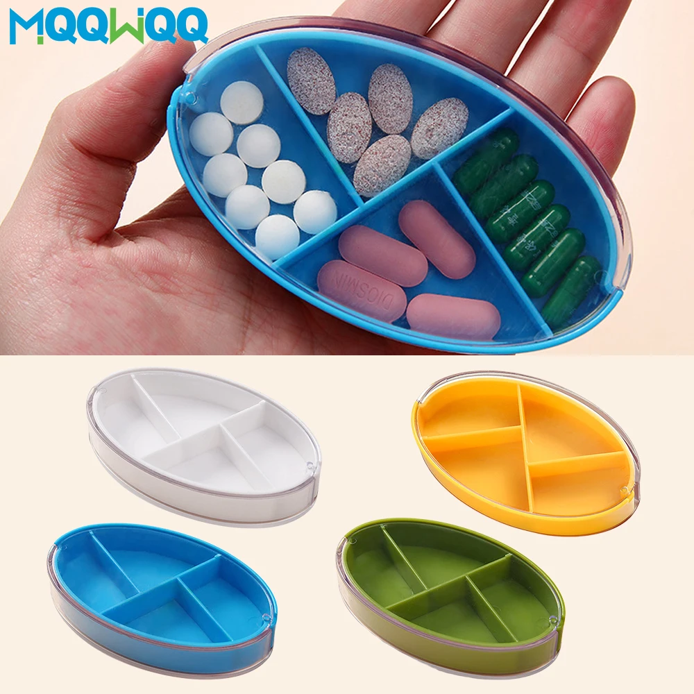 

1PCS Daily Pill Organizer 4 Compartments, Small Pill Box Portable Travel Pill Case for Purse Pocket, Vitamin, Cod Liver Oil