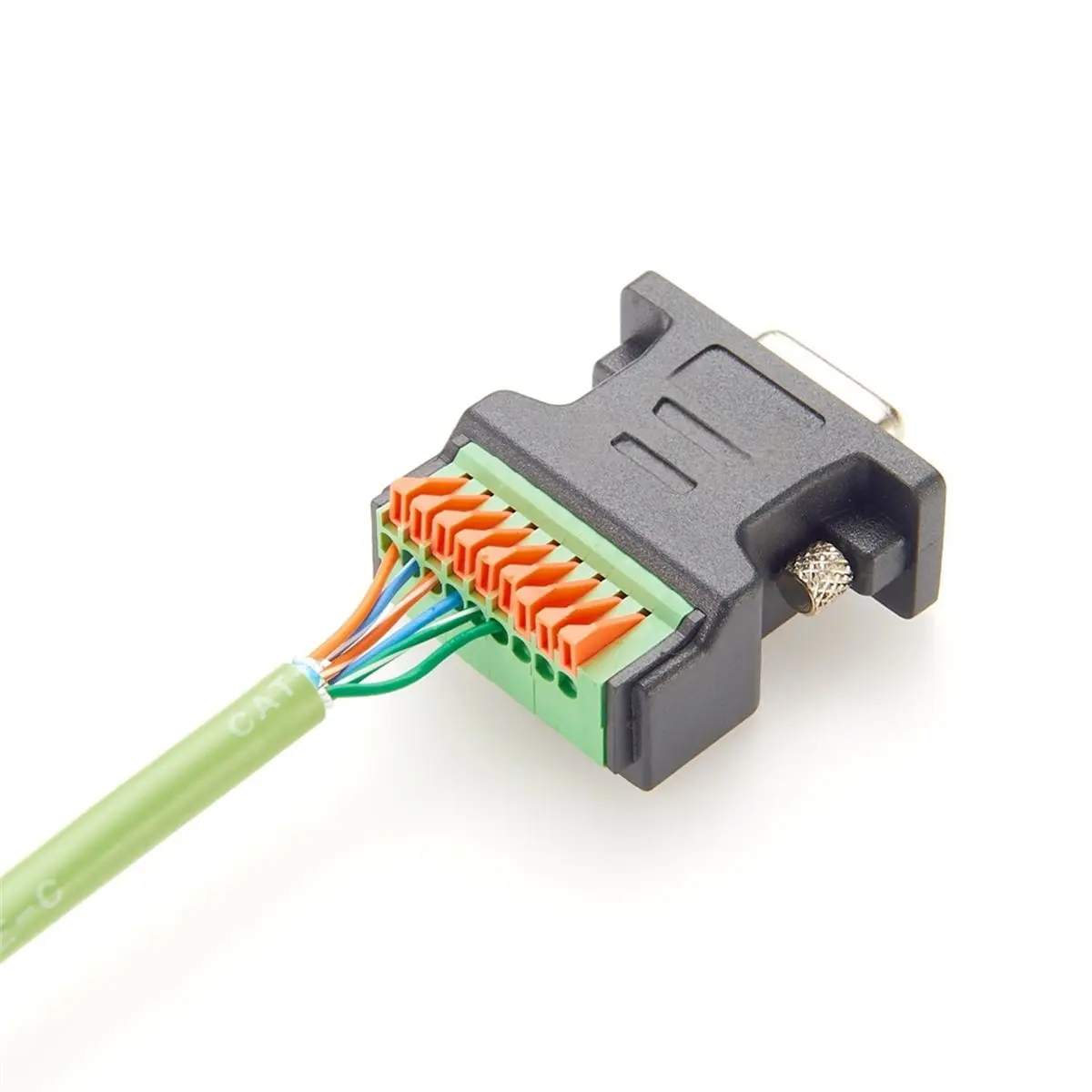 A14M DB9 Female Solderless Breakout Connector 9Pin to Spring Crimp Wiring Press Terminal Block DB9 Quick Connect Adaptor