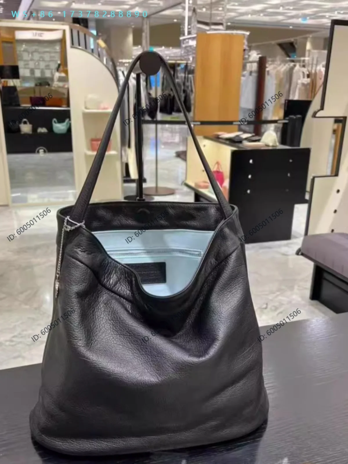 L Retro large capacity suede bucket bag, genuine leather handbag