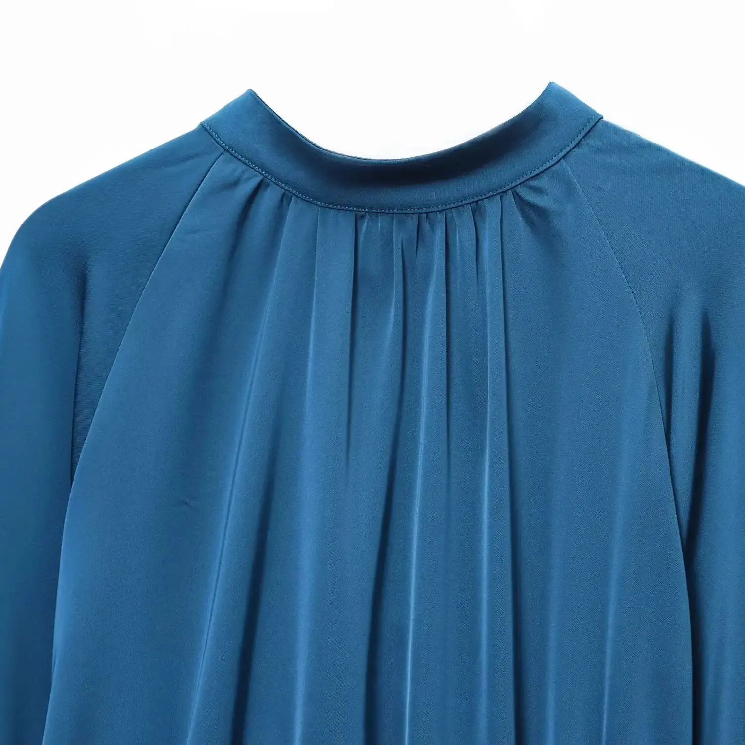 2025 WOMAN Fashion European and American Style Winter New Half-high Neck Silk Satin Texture Horn Sleeve Dress Vestidos Mujer