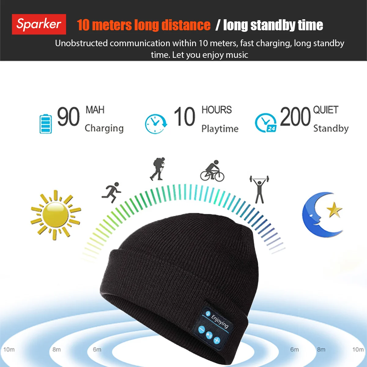 Wireless Bluetooth Music Hat Outdoor Knitted hat Headphone Winter Warm Beanie Speaker Removable Cap For Cycling Running Yoga