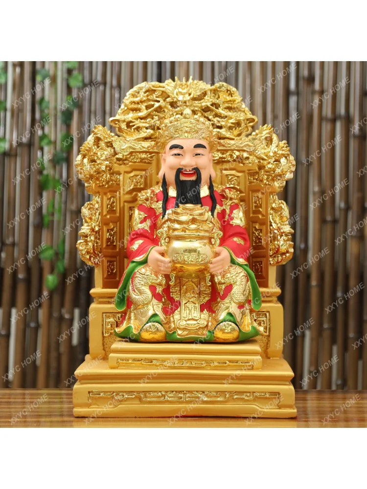 Kowloon Chair God of Wealth Buddha Statue Lucky Worship Decoration Home Store Company Talent God Wen God of Wealth Statue