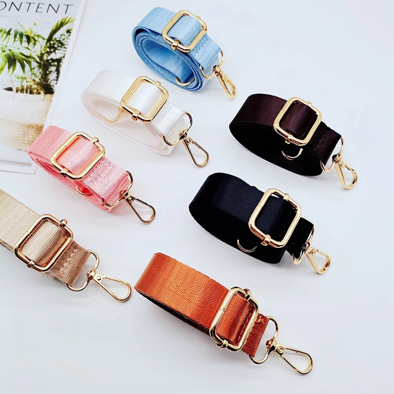 75-135cm Adjustable Bags Strap Thin Nylon Crossbody Belt Replacement Solid Color Long Shoulder Bag Strap Accessories