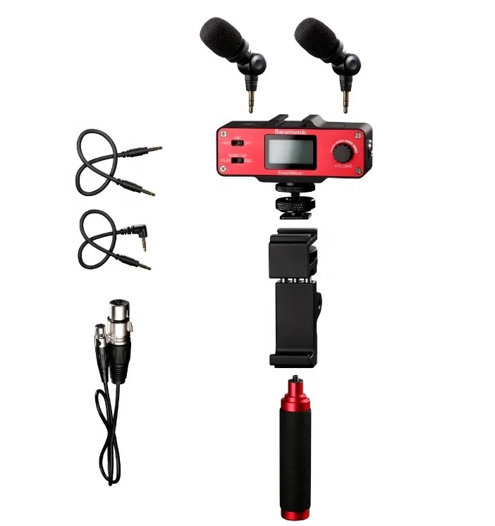 Saramonic SmartMixer - Audio Mixer/Adapter Kit for iOS/Android with Mics, Device Holder, and Grip