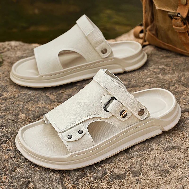

Men's high-quality leather sandals 2026 summer new cowhide breathable casual leather slippers outdoor fashionable beach shoes