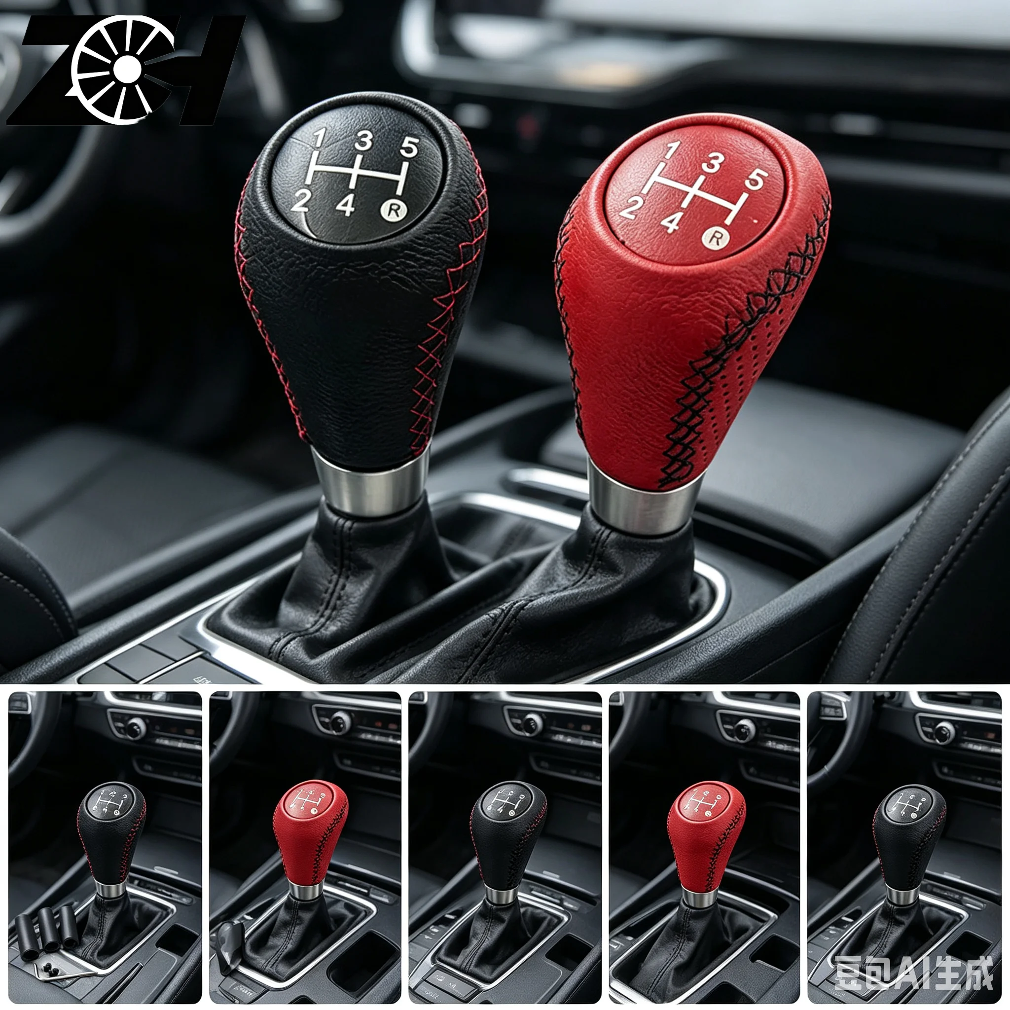 5 Speed Car 3 Colors Gear Shift Knob Leather Lever Shifter Red Stick Manual Gear Head Lever Headball