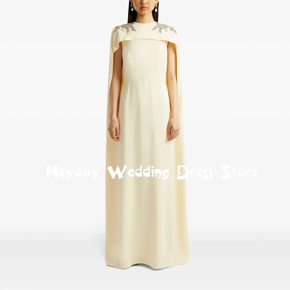 

Heyday Women's Crepe A Line O-neck Sparkly Diamonds Evening Dresses Floor-Length Formal Dresses 2025 Customized Luxurious