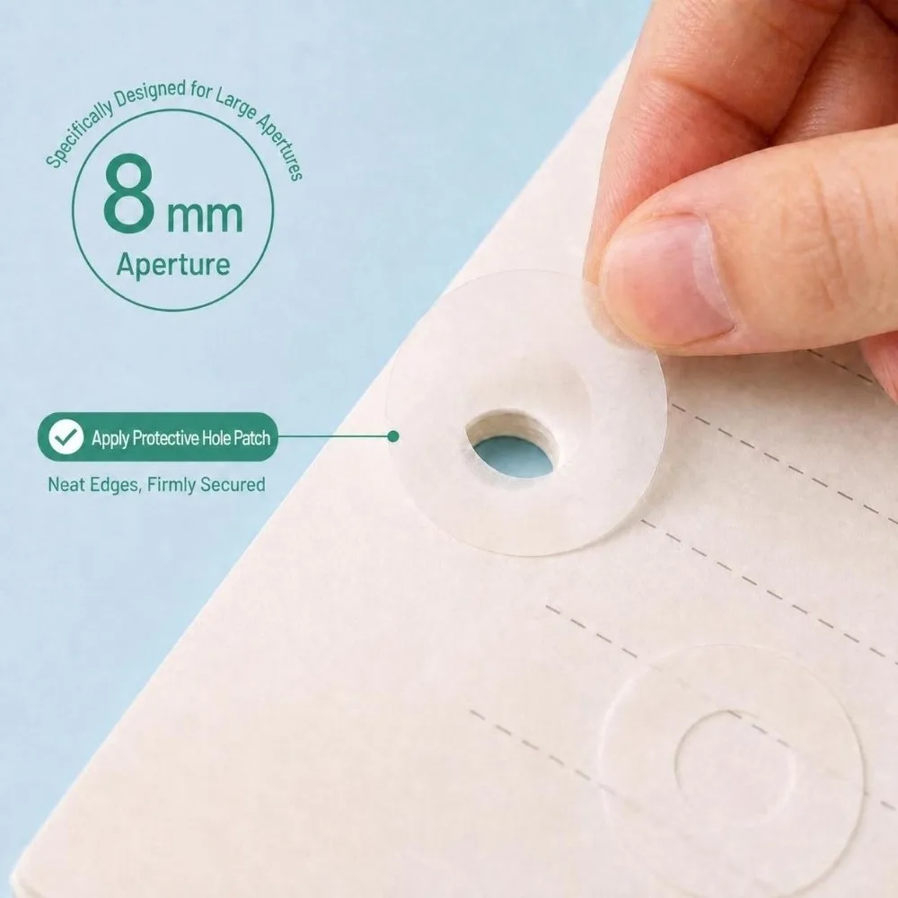 200Pcs Clear Hole Reinforcement Stickers Round Prevent Paper Tear Loose Leaf Hole Reinforcers 8mm Inner Diameter