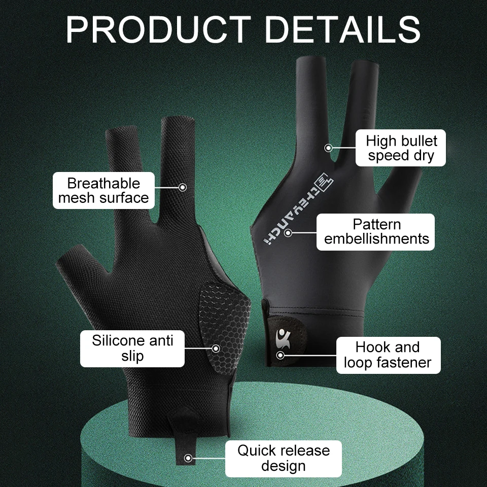 GTUBIKE 당구 왼손 장갑 세 손가락 가벼운 통기성 오픈 손가락 미끄럼 방지 스누커 스포츠 남성 여성을위한 단일 장갑