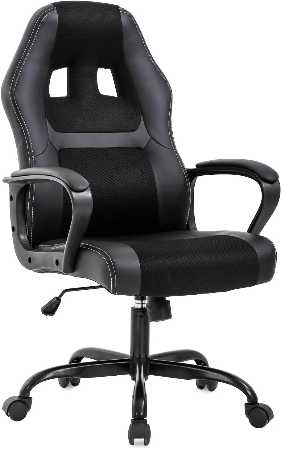 Office Chair PC Gaming Chair Cheap Desk Chair Ergonomic PU Leather Executive Computer Lumbar Support for Women Men (Black)