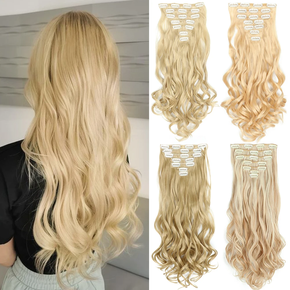 

Synthetic Long Wavy 16 Cilps Hairpieces Heat-resistant High-temperature Fiber is Suitable For Women's Hair Extension