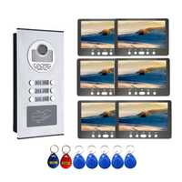 7'' Building Video Intercom System doorbell Wired Cable Camera with Color Video Door Phone for 4-12 Units Family Apartment